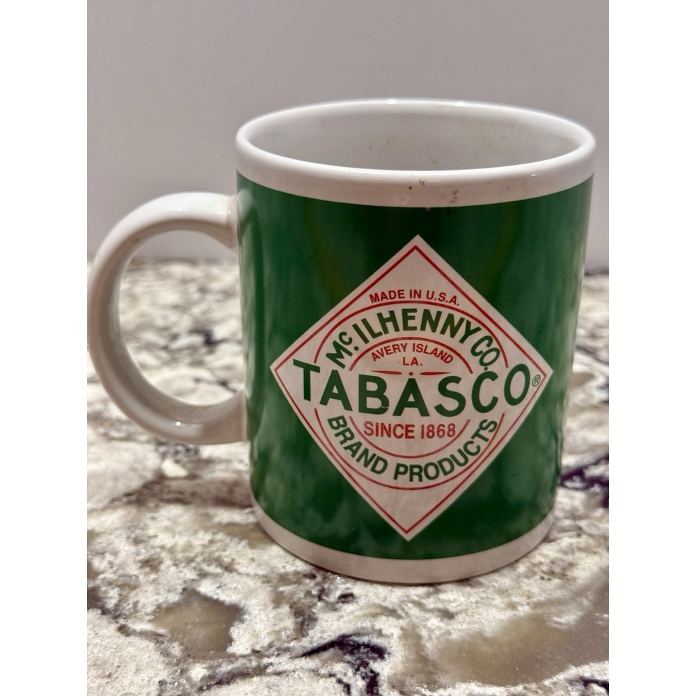 Tabasco Brand Pepper Sauce Green Coffee Mug McIlhenny Co Avery Island LA